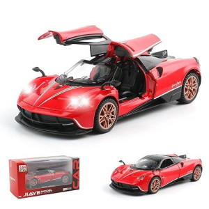 Diecast Toy Car Collectible Pagani Huayra Dinastia Sports Car Model,1:32 Scale Zinc Alloy Simulation Casting Pull Back Vehicles With Lights And Music For Toddlers Kids Children Gift(Red)