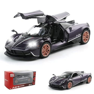 Diecast Toy Car Collectible Pagani Huayra Dinastia Sports Car Model,1:32 Scale Zinc Alloy Simulation Casting Pull Back Vehicles With Lights And Music For Toddlers Kids Children Gift(Purple)