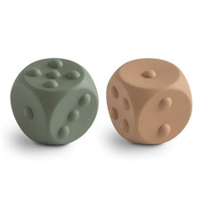 Mushie Silicone Dice Press Toy | Baby Sensory Play For 10+ Months (Dried Thyme/Natural)