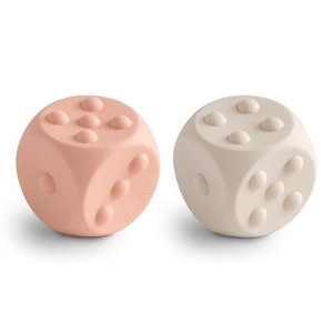 Mushie Silicone Dice Press Toy | Baby Sensory Play For 10+ Months (Blush/Shifting Sand)