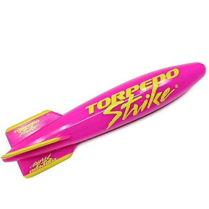 Torpedo Strike Spinfin 10.25" Large Pool Torpedo Rocket Spins & Glides Up To 30 Feet Like Underwater Football For Under Water Passing Games Underwater Torpedo Diving Toy Glider (Pink)