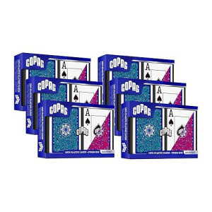 Copag 1546 Neoteric Design 100% Plastic Playing Cards, Poker Size (Standard) Green/Red (Jumbo Index, 6 Set)