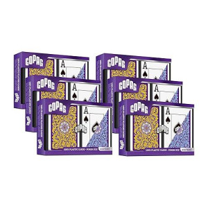 Copag 1546 Neoteric Design 100% Plastic Playing Cards, Poker Size (Standard) Violet/Yellow/Blue (Jumbo Index, 6 Sets)