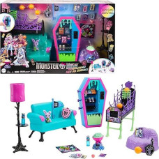 Monster High Student Lounge Playset, Doll House Furniture And Themed Accessories With Two Pets And Working Vending Machine