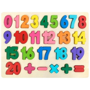 Number Puzzle Wooden Puzzles For Toddlers 1 2 3 4 5 Year Old, Shape Learning Puzzles Toys With Puzzle Board & Number Blocks, Preschool Educational For Girls Boys