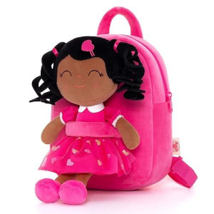 Gloveleya Toddler Backpack Baby Girl Gift Plush Bag Diaper Bag With Spring Girl Doll Curly Hair Girl Toys With Love Rose 9 Inches