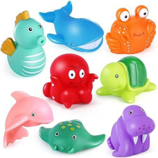 Lotfancy Bath Toys For Kids Ages 1-3, Mold Free Baby Bath Toys For Toddlers 2-4, 8Pcs No Holes Ocean Sea Animal Bathtub Toys, Soft Bath Tub Toys