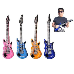 Zugar Land Rock Inflatable Mini Guitars (23 Inches) Vinyl. Perfect Party Favor, Dj Dance 80S Rocker (Mini Rock-N-Roll (4 Pack))