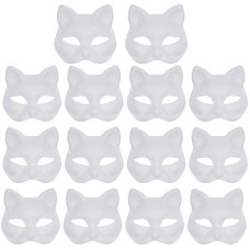 Yookat 14 Pieces Paper Art Masks White Craft Masks Paintable Paper Mask Mardi Gras Masquerade Masks (Style6)