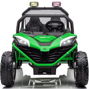 Molachi 24V 10Ah Ride On Cars 2 Seater,Electric Cars Vehicles With 2X200W Powerful Motors,Metal Frame, Brake&Gas Pedal, Eva Tires, 3 Speed, Led Light, Bluetooth, 2 Spring Suspension(Green)