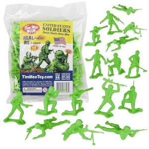 Timmee Plastic Army Men - Lime Green 48Pc Toy Soldier Figures - Made In Usa