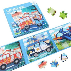 Magnetic Puzzles For Kids Ages 3-5, 3 In 1 Vehicle Toddlers Magnet Jigsaw Puzzle Book, Kids Travel Road Trip Puzzle Toys For Boys And Girls Ages 4-8 (Vehicle(12-16-20))