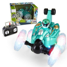 Prextex Kids Rc Stunt Car With Light-Up Wheels - Remote Control Car For Boys Ages 3-7, 360-Degree Spin And Flip Stunt Remote Control Toy - Rc Hobby Car Toy, Battery-Powered, Ideal Gift For Young Racer