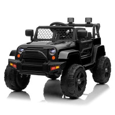 Winado 12V Kids Ride On Truck, Battery Powered Electric Kids Car Vehicle Toy W/Parent Remote Control, Openable Doors, Slow Start, Horn, Led Lights, Mp3 Player, 3 Speeds (Black)