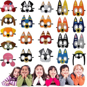 Yalary 21 Packs Puppy Dogs Felt Mask Party Favors For Kids, Blue Puppy Dog Themed Birthday Party Supplies Dress Up Cosplay Birthday Party Masks