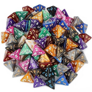 Ciaraq Dnd Polyhedral Dice (100Pcs) With A Dice Bag Compatible With Dungeons And Dragons Dnd Rpg Mtg Role Playing Table Games (D4 Dice, 10 Colors-100 Pcs)