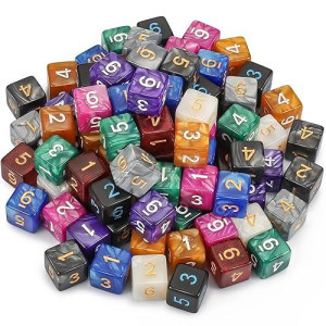 Ciaraq Dnd Polyhedral Dice (100Pcs) With A Dice Bag Compatible With Dungeons And Dragons Dnd Rpg Mtg Role Playing Table Games (D6 Dice, 10 Colors-100 Pcs)