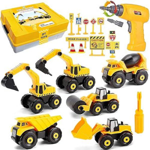 Teuvo Kids Tool Set 54Pcs With Electric Drill & Tool Box,Tool Belt,Mask,Vehicle, Toddler Tool Set Power Construction Toy Tools For Pretend Play Tool Toys Gifts For Ages 3 4 5 6 7 Years Old Boys Toys