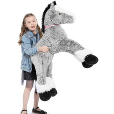 Maogolan Large Horse Plush Stuffed Animal For Her, Big Horse Plush Toy,3 Ft Stuffed Horse For Valentine Day Gift, Ridable Pony Plush Pillow For Kids 33 Inches