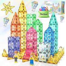 82Pcs Magnetic Tiles With Dolls, Magnet Castle Building Toys For 3-8 Years Old, Stem Learning Toys & Birthday Gifts For Boys & Girls, Encourage Fine Motor Skills