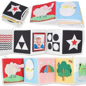 Spiggly Infant Toys 0-6 Months - Baby Mirror Tummy Time Toys - Sensory Books For Babies - Touch And Feel Crinkle Books For Babies - Soft Baby Books