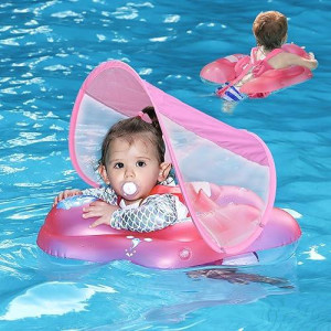 Baby Pool Float With Canopy Infant Pool Float For Swim Baby Float With Upf50+ Sun Protection Canopy Baby Swimming Floaties For 3-6Month Adjustable Swim Floaties For Baby 6-12Month,Toddler Floaties1-3