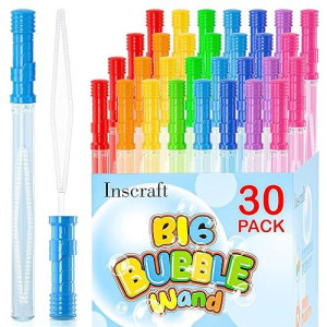 Inscraft 30 Pack 14’’ Big Bubble Wands, 8 Colors 1 Hole Wands X30 For Summer Toy, Outdoor/Indoor Activity, Easter, Birthday, Graduation, Bubbles Party Favors For Kids