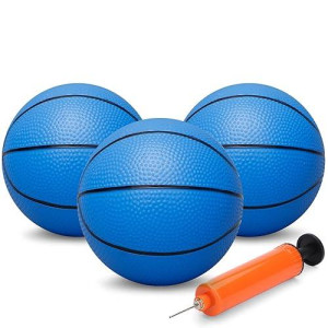 Umnodobn Mini Toy Basketball For Kid Adult, 3Pcs Replacement Basketballs With Air Pump For Indoor Mini Basketball Hoops, 7" Soft Rubber Basketball For Over The Door Basketball Game