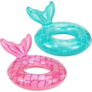 Moko Inflatable Swimming Ring, [2 Pack] Children Cute Pool Float Tube Decorations Swim Tubes Outdoor Pool Beach Water Floats Party Supplies Kids Floaties, Rose Gold & Blue