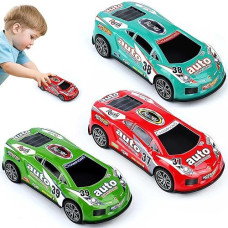 Zohanindl 7 Inch Friction Power Car Toys Set, Push And Go Pull Back Trucks Wind Up Race Car 3 Pack Suitable For Toddlers 3 4 5 6 7 Year Old Kids Toys For Boys And Girls Birthday Party