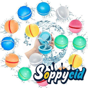 Soppycid 15Pcs Reusable Water Balloons, Magnetic Water Balloons For Kids Boys Girls, Quick Fill Soft Silicone Water Balls For Kids, Pool Outdoor Summer Toys For Refillable Water Ballons Bath, Beach