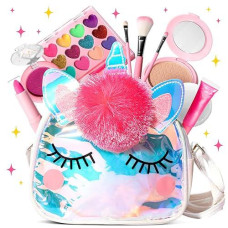 Uloveme Kids Real Makeup Kit For Little Girls - Real, Non Toxic, Washable Make Up Toy - Umicorn Toys Gift For 3 4 5 6 7 8 9 10 12 Years Old Girls Birthday (Sparkle Umicorn)