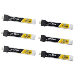 Sologood Tattu 6Pcs Bt2.0 300Mah 1S Battery 3.8V 75C Fpv Lipo Battery For Fpv Tiny Whoop 1S Brushless Whoop Drone