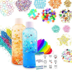 Vmnlooking Sensory Bottles Kits Supplies Sensory Toys For Toddlers1-3, Calm Down Corner Supplies With Glitter,2 Fun Containers And Fun Stickers& More(L)