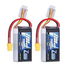 Zeee 3S 2200Mah Lipo Battery 11.1V 50C Shorty Pack Battery With Xt60 Plug For Rc Car Truck Rc Vehicles Boat Drone Rc Airplane Quadcopter Helicopter Fpv Racing Hobby Models(2 Pack)