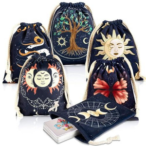 Xsylohxl Tarot Bag Kit 6 Pcs Tarot Card Bags And Pouches Tarot Deck Holder Storage Gift Velvet Bags With Sturdy Drawstrings Also Suitable For Crystals Dices Witchcraft And Divination Supplies