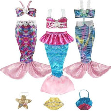 Doll Clothing Accessories Sets - 18-Inch Clothes - Kids Birthday Treasure Including Complete Mermaid Doll Sparkling Dress Outfits With Purse For Girl Present