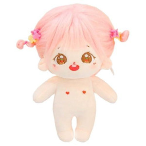 Niannyyhouse 20Cm Plush Doll Strawberry Eyes Girl Humanoid Stuffed Body No Attribute 8" Normal Body Wearable Clothing Dress Up Gifts (A-2-With Skeleton)