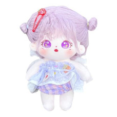 Niannyyhouse 20Cm Plush Doll Purple Girl Humanoid Stuffed Body No Attribute 8" Normal Body Wearable Clothing Dress Up Gifts (A-27-Without Skeleton)