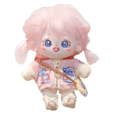 Niannyyhouse 20Cm Plush Doll Pink Hair Girl Humanoid Stuffed Body No Attribute 8" Normal Body Wearable Clothing Dress Up Gifts (A-19-Without Skeleton)