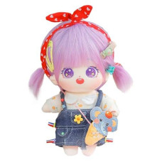 Niannyyhouse 20Cm Plush Doll Purple Girl Humanoid Stuffed Body No Attribute 8" Normal Body Wearable Clothing Dress Up Gifts (A-23-Without Skeleton)