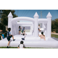 White Bounce House, Oxford White Castle With Blower For Kids & Aldults Suitable For All Ages, Family, Wedding (15X14X10Ft)