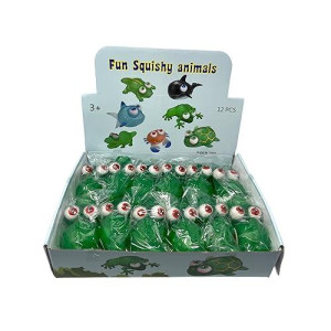 Warm Fuzzy Toys Full Case (12) Floating Eye Animal Squishy Dinosaur | Funny Sensory Fidget Great For Party Favor, Prize Box, Pta Carnival Or School Fundraisers