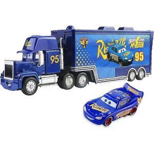 Wltk Movie Cars 2 3 Hauler Mack Truck Blue No.95 & Fabulous Lightning Mcqueen Speed 2Pcs Vehicles ， Mcqueen Jackson Storm Cruz Ramirez Vehicles