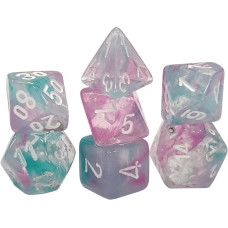 Wisteria Nebula Mini Dice With White Colored Numbers 10Mm 38In Set Of 7 Chessex