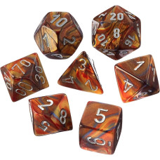 Gold Lustrous Mini Dice With Silver Numbers 10Mm 38In Set Of 7 Chessex