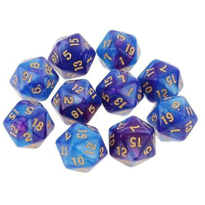 Yiotfandoll 10Pcs Polyhedral Dice D20 Dice 20Mm Acrylic 20 Sided Dice Game Dice For Rpg Mtg Dnd Dice Table Games (Blue Purple)