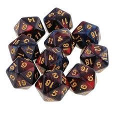 Yiotfandoll 10Pcs Polyhedral Dice D20 Dice 20Mm Acrylic 20 Sided Dice Game Dice For Rpg Mtg Dnd Dice Table Games (Red Blue)