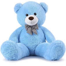 Morismos Giant Teddy Bear, Big Teddy Bear Stuffed Animals Plush, Large Bear For Girlfriend Christmas Valentine'S Day, Blue