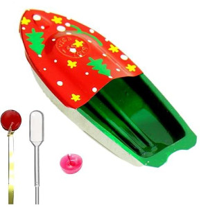 Yogic Mantra Pop Pop Boat Science Kit | Red Theme | 1 Noisy Putt Putt Steam Engine Boat | Classic, Retro, Collectible And Nostalgic Desi Indian Mela Boat | Candle Powered Tin Boats